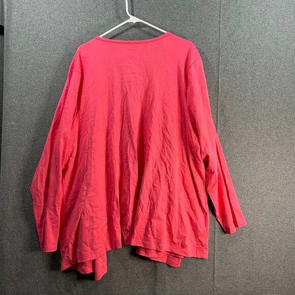 Isaac Mizrahi LIVE! Essentials Pima Cotton Cardigan Strawberry Pink Size 4X - Picture 2 of 10